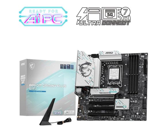 Материнcкая плата MSI B860M GAMING PLUS WIFI s1851 B860 4xDDR5 M.2 HDMI DP WiFi BT mATX 911-7E42-003 | Зображення 4