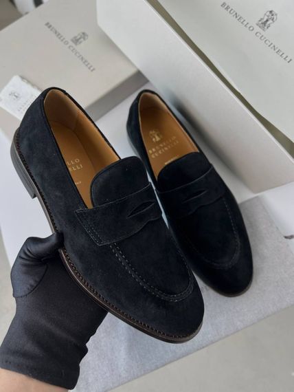 Лофери Brunello Cucinelli Black чорні ob433 | Зображення 2