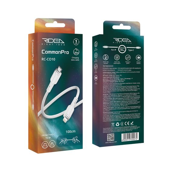 USB Ridea RC-CO10 CommonPro PD30W Type-C to Lightning | Зображення 1