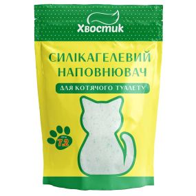 Силікагелевий наповнювач для котячого туалету Хвостик дрібний із зеленими гранулами 7.2 л