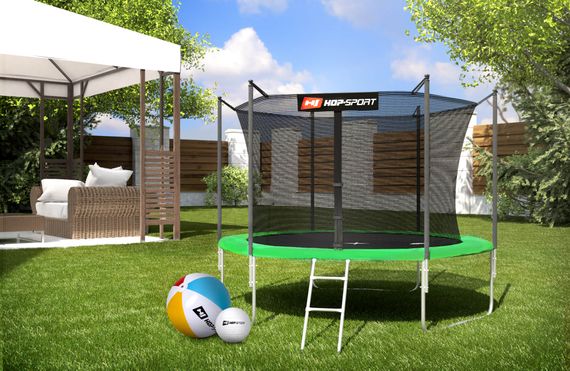 Батут Hop-Sport 10ft (305см) зелений з внутрішньою сіткою | Зображення 6