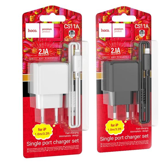 Мережевий зарядний пристрій Hoco CS11A 1 USB 2.1 A + USB to Lightning | Зображення 7