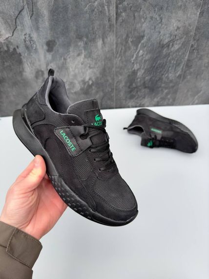 Шкіряні демісезонні кросівки Lacoste чорні | Зображення 2