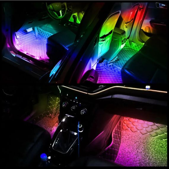 Автомобільна RGB-підсвітка салону з підтримкою програми 4 шт USB | Зображення 6