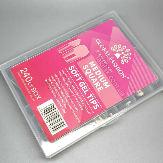 Гелеві тіпси для нарощення №02 240шт (середній квадрат) в боксі