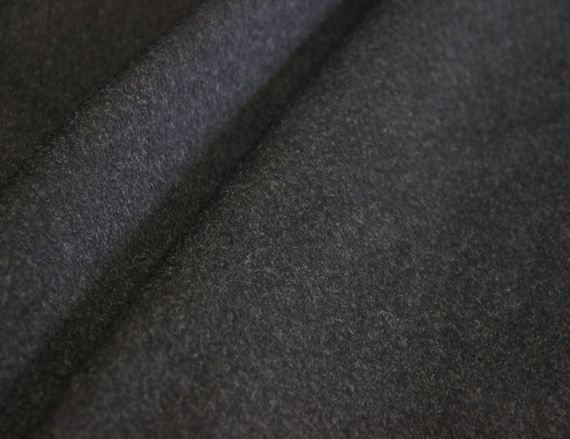 Пальтова італійська вовняна натуральна тканина чорна однотонна CH 155 | Зображення 1