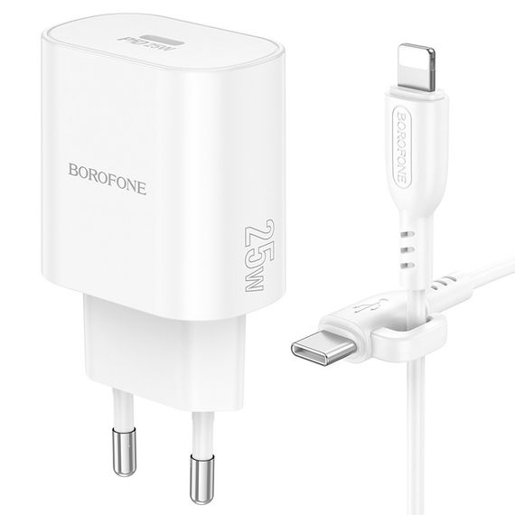 Сетевое Зарядное Устройство Borofone BA82A 1USB-C PD/QC 25W+Type-C to Lightning | Зображення 4