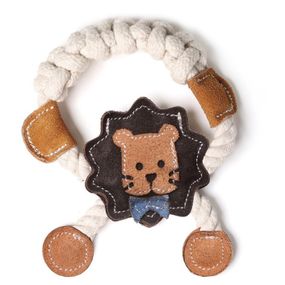 Іграшка для собак DoggyMan Leather Lion With Rope, 15 см