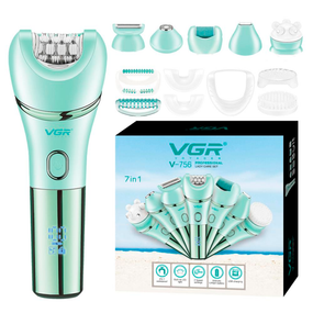 Эпилятор VGR 7 в 1 V-756 GREEN, 7 насадок, влагозащита