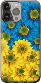 Чехол на iPhone 13 Pro Max Жёлто-голубые цветы "1048u-2371-17620"