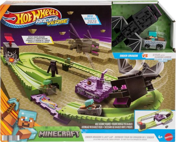 Трек Hot Wheels RacerVerse Minecraft зі Стівом в алмазній броні та Драконом Енду‌