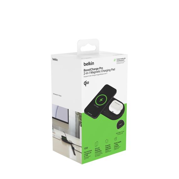 Зарядний пристрій Belkin бездротовий 2в1 15Вт Pad Qi2, чорний (WIZ021VFBK) | Зображення 9