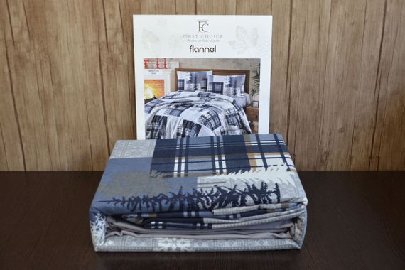 Комплект постільної білизни First Choice Flanel 200×220 см Winter Grey | Зображення 1