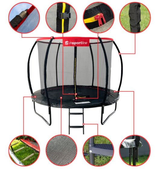 Батут із внутрішньою сіткою inSPORTline Flea PRO 305 см чорний (23879) | Зображення 1