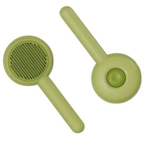 Щетка для вычесывания шерсти животных круглая Зеленая