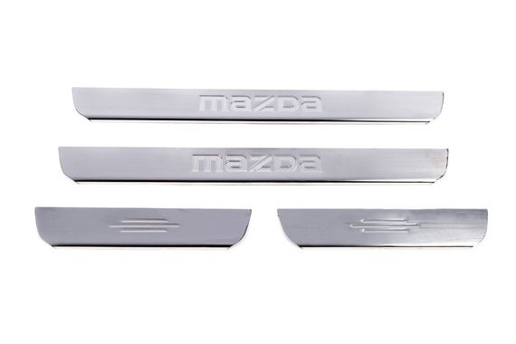 Накладка на пороги Carmos (нерж) 2 накладки, з написом для Mazda 3 2003-2009 рр | Зображення 1