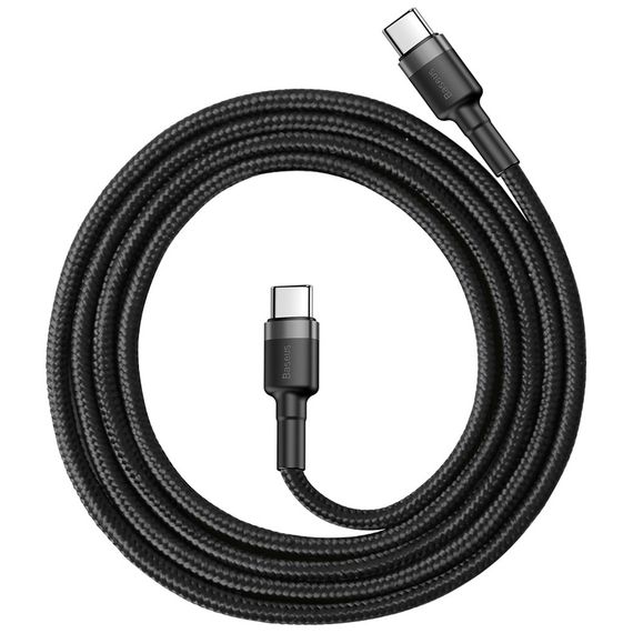 Дата кабель USB-C to USB-C 1.0m 3A 60W Cafule Black Baseus (CATKLF-GG1) | Зображення 1