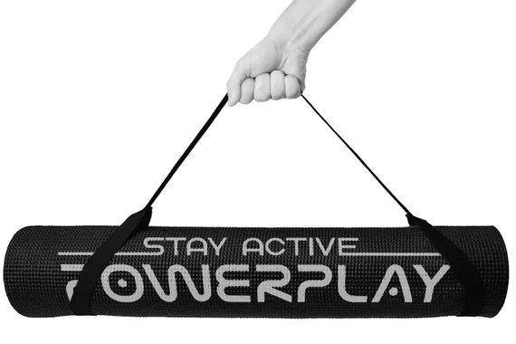 Коврик для йоги и фитнеса Паверплей 4010 PVC Yoga Mat Черный (173x61x0.6) | Зображення 2