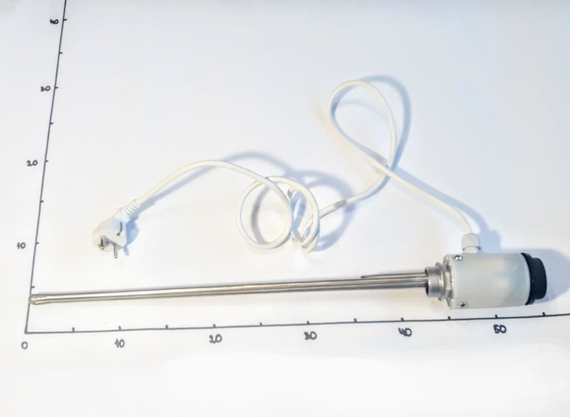 Тэн для радиатора 1200W с левой резьбой 1" и терморегулятором (Украина) | Зображення 1