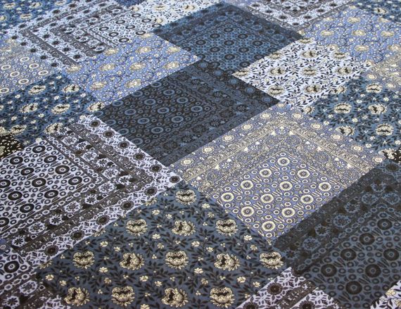 Батист італійський бавовняний натуральний ромби patchwork з орнаментом G 214