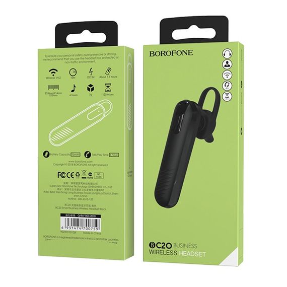 Bluetooth гарнітура Borofone BC20 Smart Black | Зображення 3