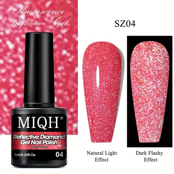 Гель-лак флуоресцентний Miqh Reflective Diamond з блискітками 7 мл №04