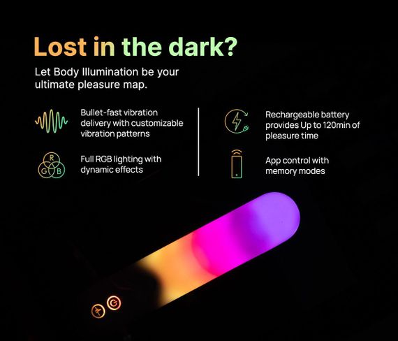 Вибропуля с RGB-подсветкой и управлением через приложение Illumination The Bullet, белая, 9,7 × 2,8 Sex Aura | Зображення 5