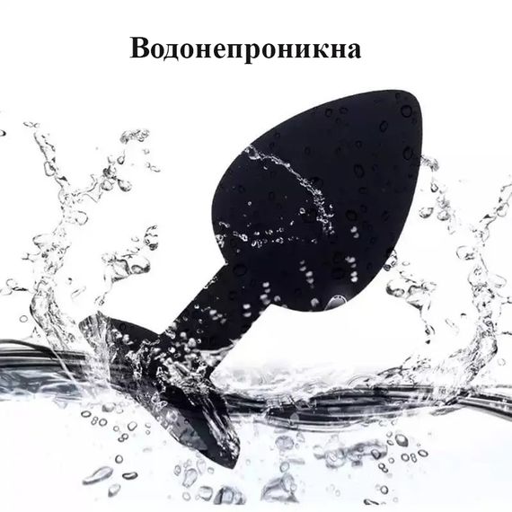 Чорна силіконова анальна пробка із кристалом (Розмір M) | Зображення 3