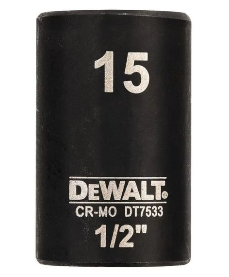 Головка торцева ударна DeWalt IMPACT коротка шестигранна 1/2" 15 мм (DT7533)