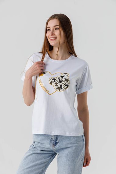 Футболка з принтом жіноча On me 60224 L Білий (2000990414151)