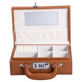 Скринька для прикрас з еко шкіри 2 яруси з кодовим замком органайзер для ювелірних виробів HP-5-24R