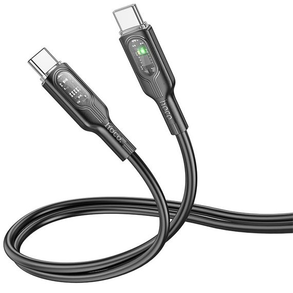 Дата кабель Hoco U120 Transparent explore intelligent power-off PD 60W Type-C to Type-C (1.2m) | Зображення 2