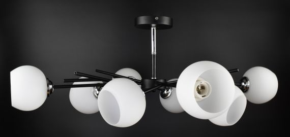 Люстра стельова на 8 лампочок 27078 Чорний 34х85х85 см. | Зображення 3