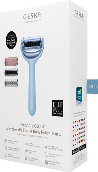 Ролер для голкової мезотерапії обличчя та тіла GESKE MicroNeedle Face&Body Roller 9в1 aquamarine | Зображення 7