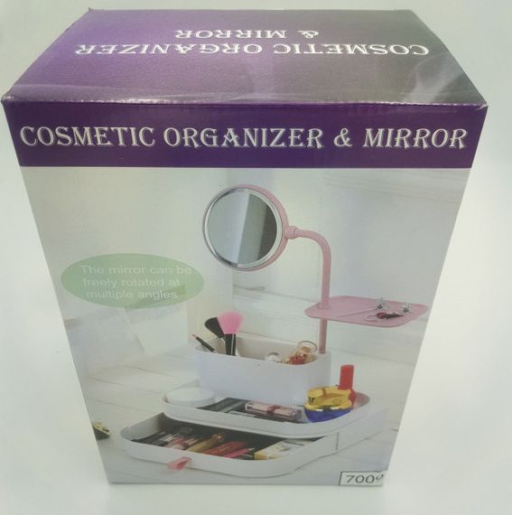 Настольный бокс для хранения косметики с выдвижными ящиками и KS-486 зеркалом органайзер | Зображення 3