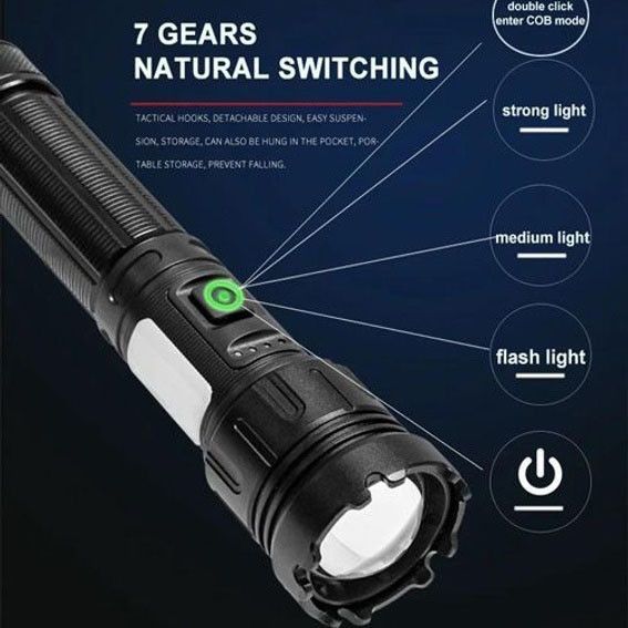 Ліхтар ручний WH01-L2-COB NY-639 power bank | Зображення 4