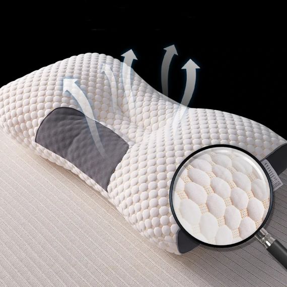 Ортопедична прямокутна подушка 48x74 см з підтримкою шиї та спини Pillow-01 Біло-сіра | Зображення 7