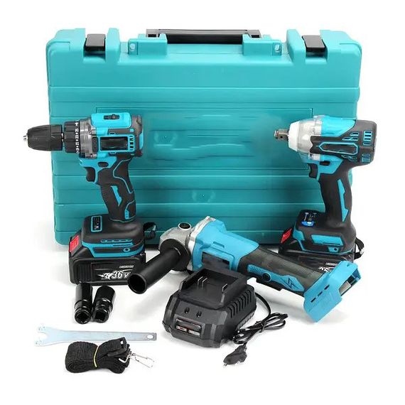 Набір 3/1 акумуляторних інструментів у кейсі: болгарка, CX-786 шуруповерт, гайковерт