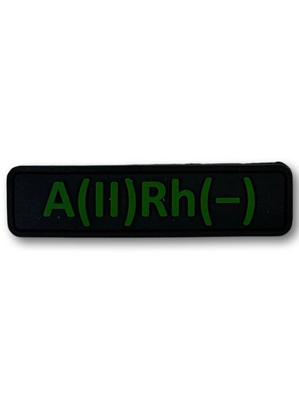 Патч (шеврон) "Група крові A(II) Rh- " чорний ПВХ