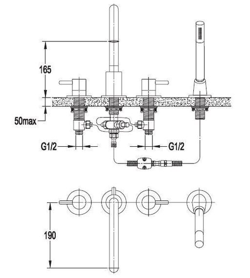 Змішувач для ванни Omnires Y (Y1232CR) | Зображення 1