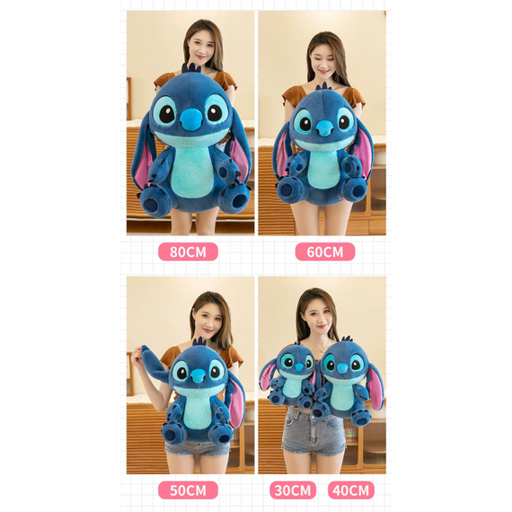 М'яка іграшка сидячий Стіч із мультика Ліло та Стіч 51 см, дитяча подушка-іграшка Стіч синього кольору | Зображення 4