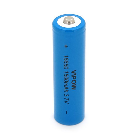 Акумулятор 18650 Li-Ion Vipow ICR18650 TipTop, 1500mAh, 3.7V, Blue Q50/500