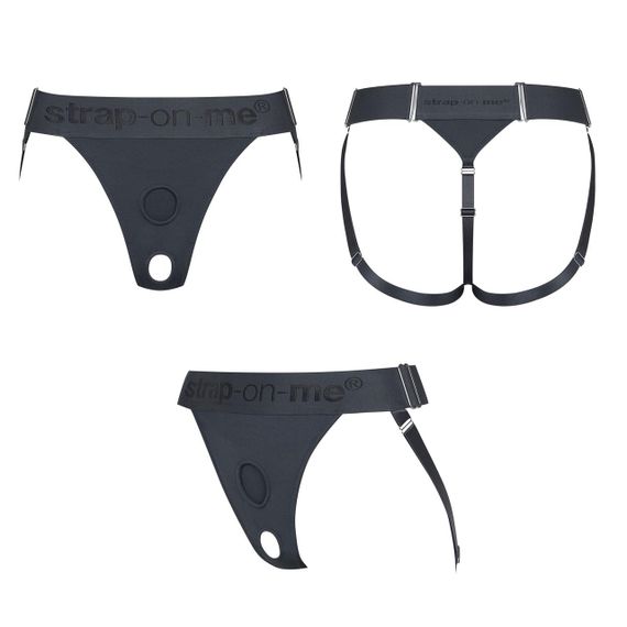 Трусики для страпона Strap-On-Me HARNAIS LINGERIE UNIQUE, One Size, сірі Sex Aura | Зображення 1