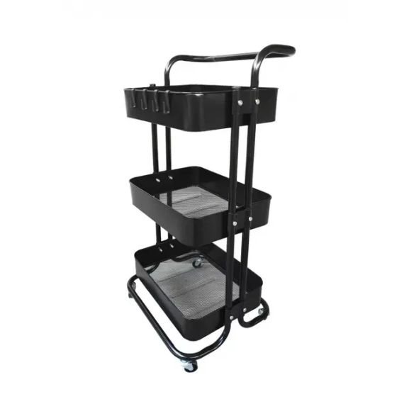 Стелаж етажерка з полицями на колесах ZM-1670 чорний | Зображення 3