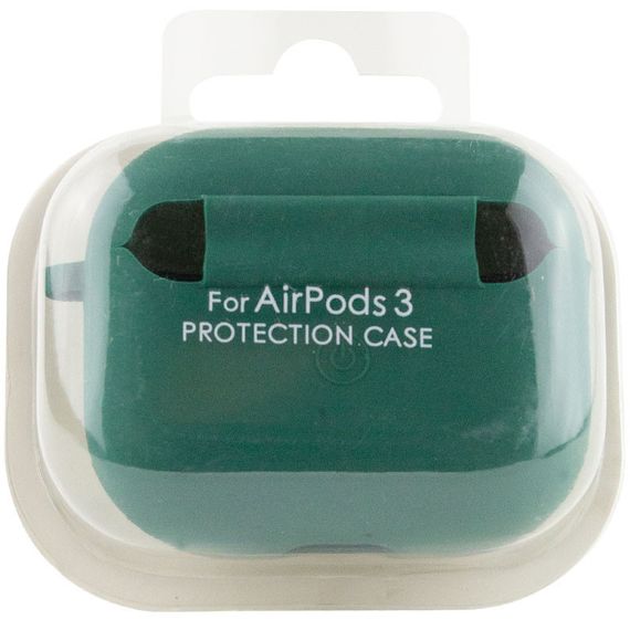 Силиконовый футляр с микрофиброй для наушников Airpods 3 Зеленый / Pine Needle | Зображення 2