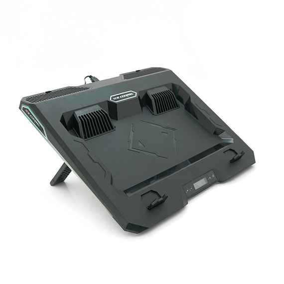 Підставка під ноутбук IceCoorel A3, 10-15.6", 2*60мм 2800±10% RPM, корпус пластик, 2xUSB2.0 + LCD + speed controllers, 400x350x45mm, Black, Box, Q10
