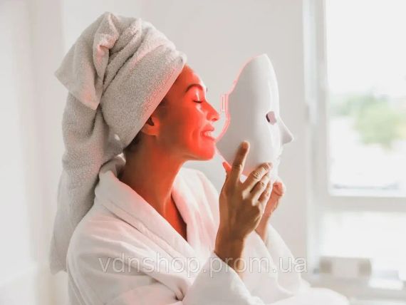 Світлодіодна LED маска для обличчя 7 в 1 із кольоровою світлотерапією | Зображення 2