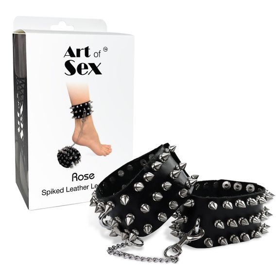 Поножі з шипами з натуральної шкіри Art of Sex, колір чорний sexstyle | Зображення 2