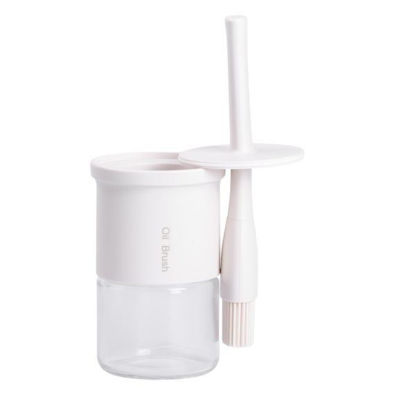 Баночка для олії з пензликом 300 мл диспенсер з пензликом для оливкової, соняшникової олії Білий HP-34-11W | Зображення 1