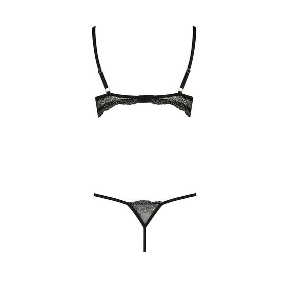 Комплект білизни Passion Exclusive VALERY SET OpenBra XXL/XXXL black, стрепи, трусики, відкритий ліф | Зображення 5